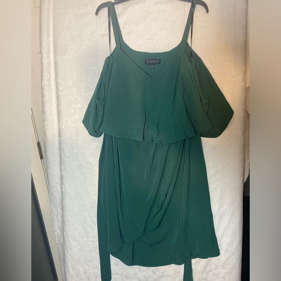 NWT Eloquii Plus  Green Off Cold Shoulder Wrap Dress - Picture 11 of 14
